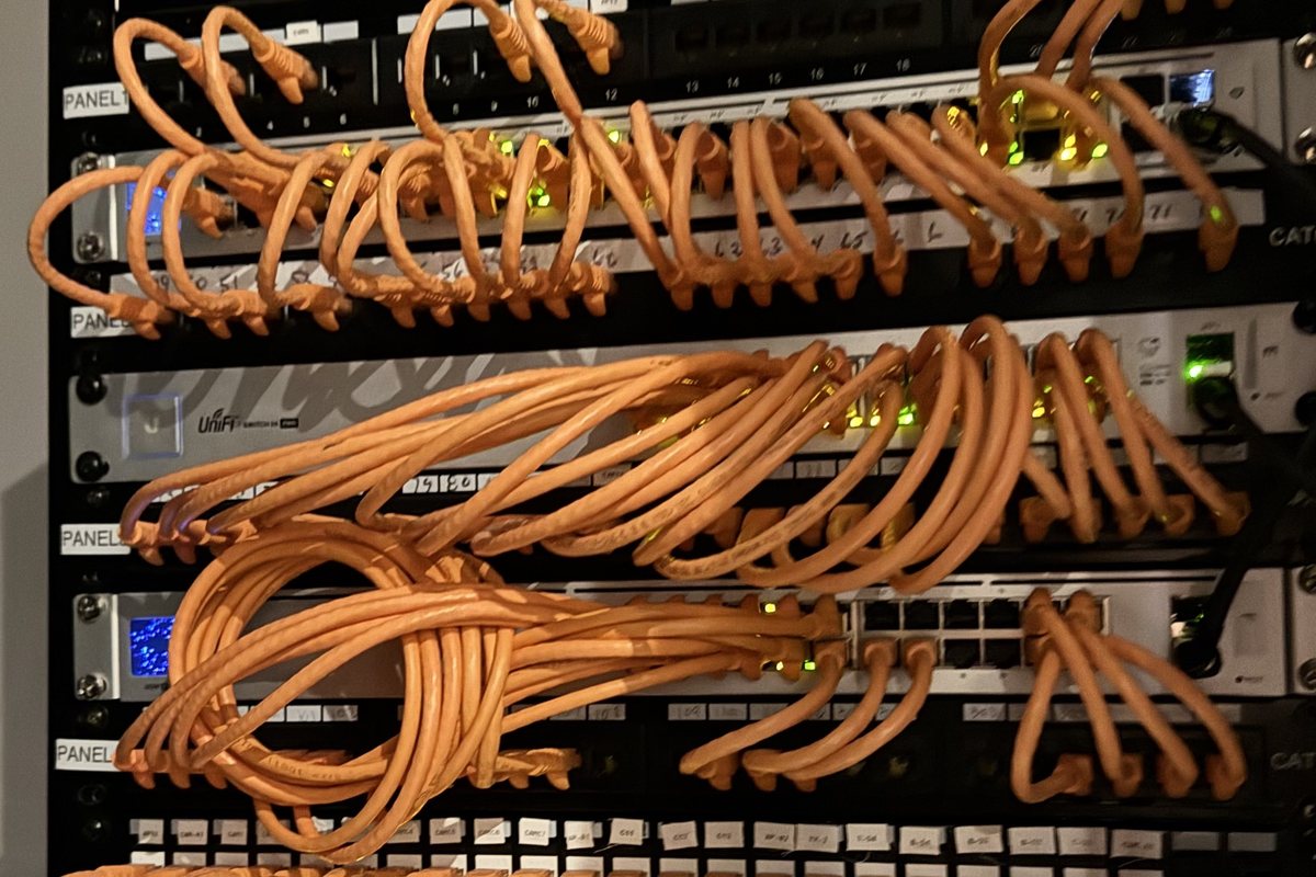 Network rack installed at a commercial client
